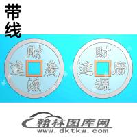财源广进铜钱双面吉祥传统话语花钱平安扣精雕图（XJD-371）