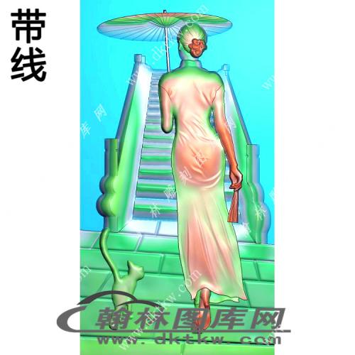 美女背影挂件精雕图（XJD-432）