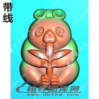 双面熊猫吃竹子挂件精雕图（XJD-445）