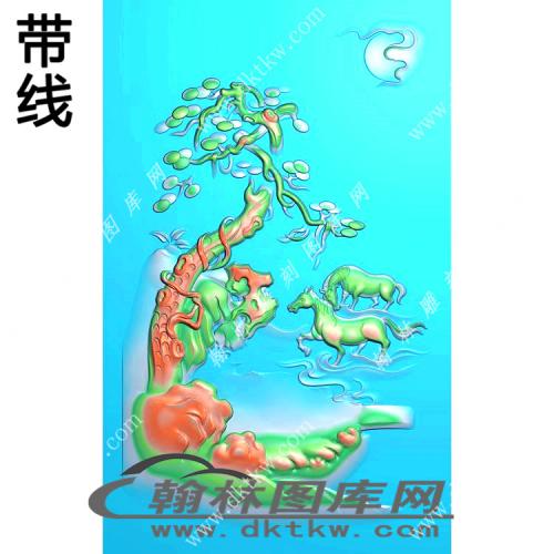 松树马挂件精雕图（XJD-447）