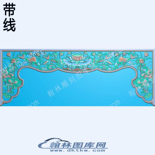 佛龛神台灵位莲花荷叶牙板挂落精雕图灰度图带线(JDFK-013)