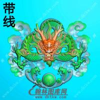 挂件带线精雕图 单龙戏珠祥云图案（GLF-123）