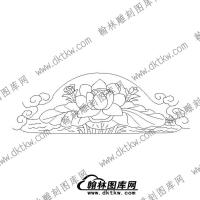 32墓碑碑头莲花文泰矢量线稿(MBBT-006)