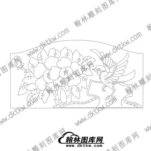 45墓碑碑头花鸟文泰矢量线稿(MBBT-010)