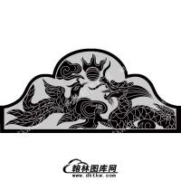 墓碑碑头龙凤线雕图254）(MBBT-085)