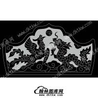 墓碑碑头龙凤线雕图329）(MBBT-100)