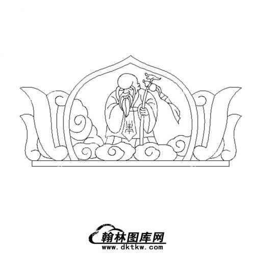 墓碑碑头寿星线雕图038）(MBBT-114)