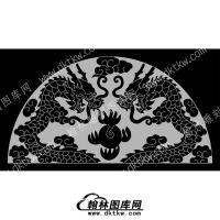 墓碑碑头双龙线雕图294）(MBBT-143)