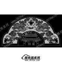 墓碑碑头双龙线雕图306）(MBBT-144)