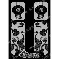 墓碑碑板鹤福禄线雕图088(MBBB-009)