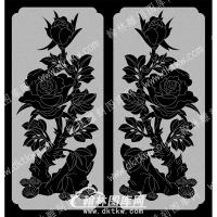 墓碑碑板花草对线雕图094(MBBB-016)