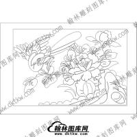 墓碑碑板花鸟文泰矢量线稿009(MBBB-026)
