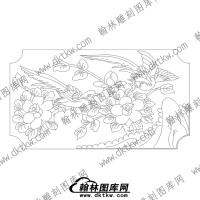 墓碑碑板花鸟文泰矢量线稿022(MBBB-031)