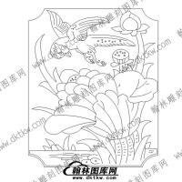 墓碑碑板花鸟文泰矢量线稿029(MBBB-037)
