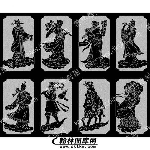 墓碑碑板栏板八仙人物线雕图139(MBBB-047)