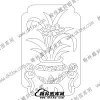 墓碑碑板兰花花盆文泰矢量线稿018(MBBB-046)