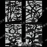 墓碑碑板梅兰竹菊四君子线雕图122(MBBB-061)