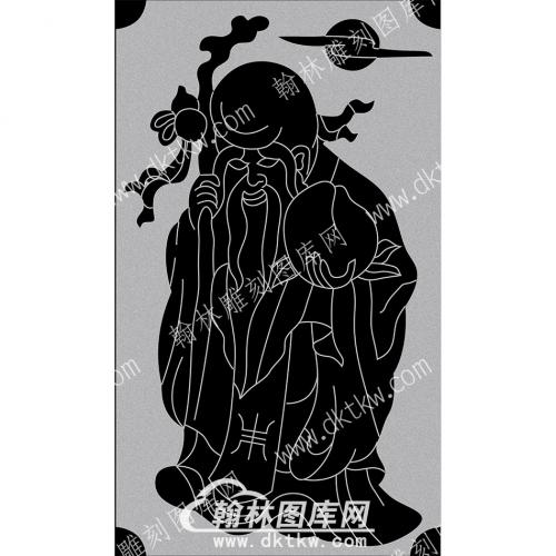 墓碑碑板寿星线雕图051(MBBB-063)