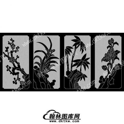 墓碑碑板四君子梅兰竹菊线雕图080(MBBB-064)