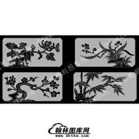 墓碑碑板四君子梅兰竹菊线雕图081(MBBB-065)