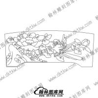 墓碑碑头碑板花鸟文泰矢量线稿010(MBBB-074)