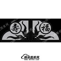 墓碑抱鼓耳朵福寿线雕图(MBBG-643)