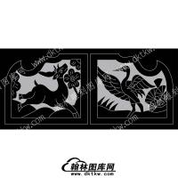 墓碑抱鼓耳朵鹤鹿对线雕图(MBBG-659)
