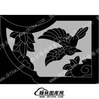 墓碑抱鼓耳朵鹤线雕图(MBBG-653)
