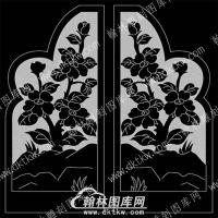 墓碑抱鼓耳朵花草线雕图(MBBG-669)