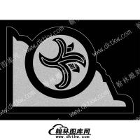墓碑抱鼓耳朵花纹线雕图(MBBG-677)