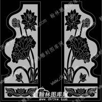 墓碑抱鼓耳朵莲花对线雕图(MBBG-681)
