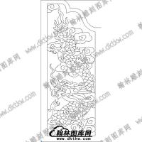 墓碑抱鼓耳朵龙祥云线雕图(MBBG-703)