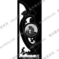 墓碑抱鼓耳朵鱼纹线雕图(MBBG-743)