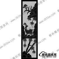 墓碑立柱鹿竹子线雕图（MBLZ-115）