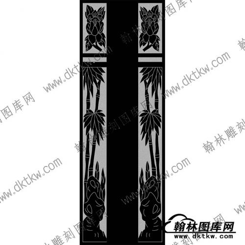 墓碑立柱竹子花线雕图（MBLZ-111）