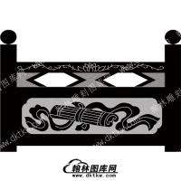 墓碑栏板八宝线雕图（MBLB-405）