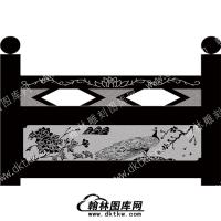 墓碑栏板凤凰花草线雕图（MBLB-427）