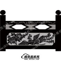 墓碑栏板凤凰花鸟线雕图（MBLB-488）