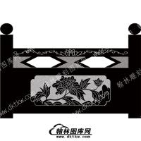 墓碑栏板花草线雕图（MBLB-356）