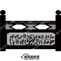 墓碑栏板花草线雕图（MBLB-376）
