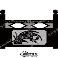墓碑栏板花草线雕图（MBLB-397）