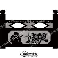 墓碑栏板花草线雕图（MBLB-398）