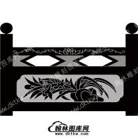 墓碑栏板花草线雕图（MBLB-403）