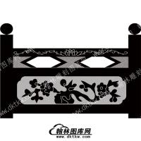 墓碑栏板花草线雕图（MBLB-406）