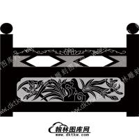 墓碑栏板花草线雕图（MBLB-424）