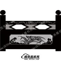 墓碑栏板花草线雕图（MBLB-431）