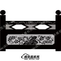 墓碑栏板花草线雕图（MBLB-436）