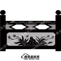 墓碑栏板花草线雕图（MBLB-437）