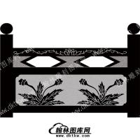 墓碑栏板花草线雕图（MBLB-447）