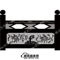 墓碑栏板花草线雕图（MBLB-455）